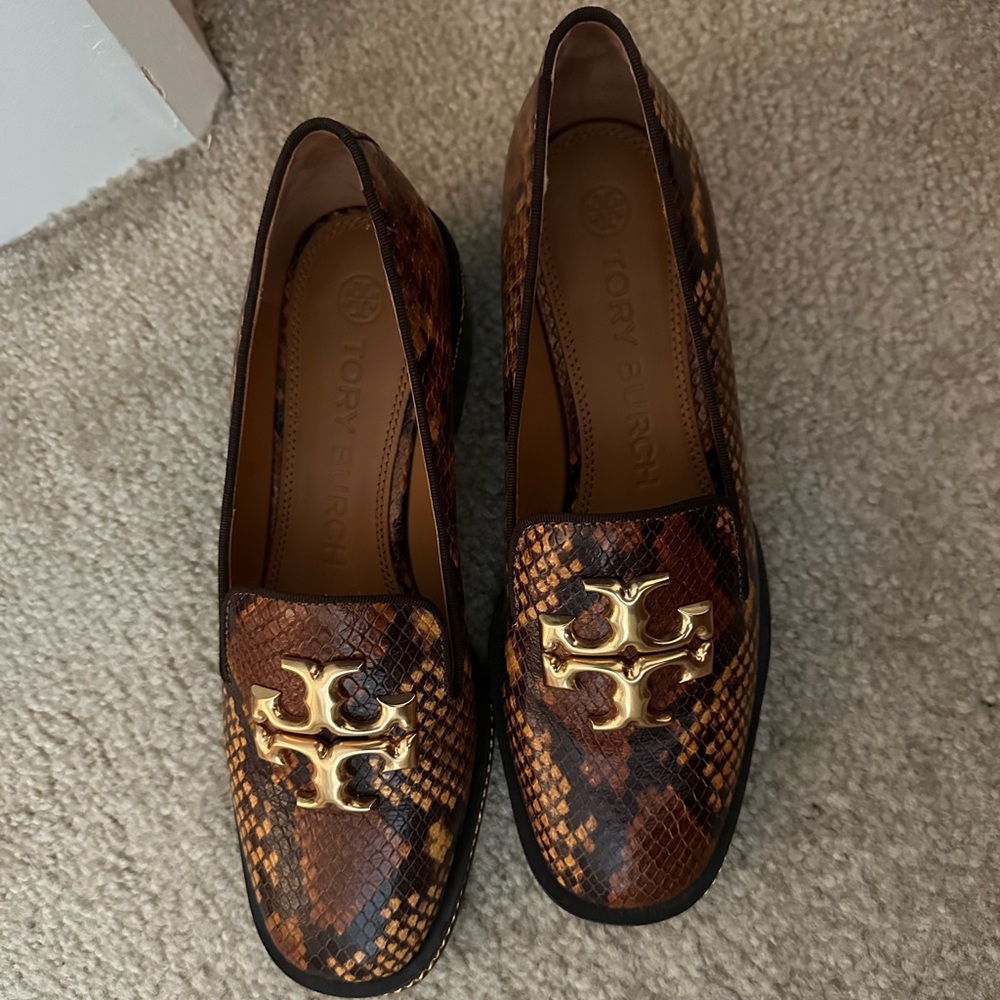 Tory Burch Snakeskin loafers with 1 inch heels